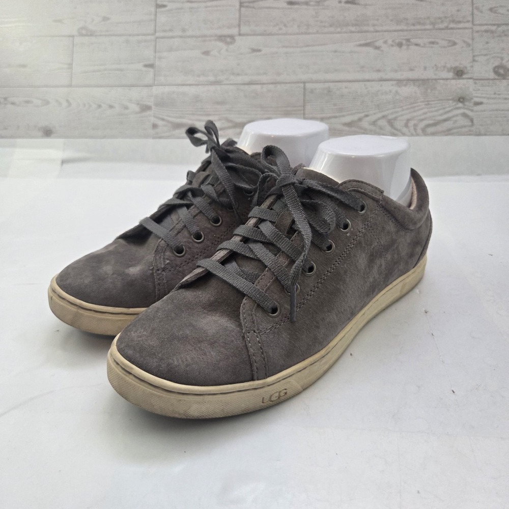 UGG Milo Sneakers Womens 8 Gray Suede Minimalist Low Top Lace Up Casual Shoes